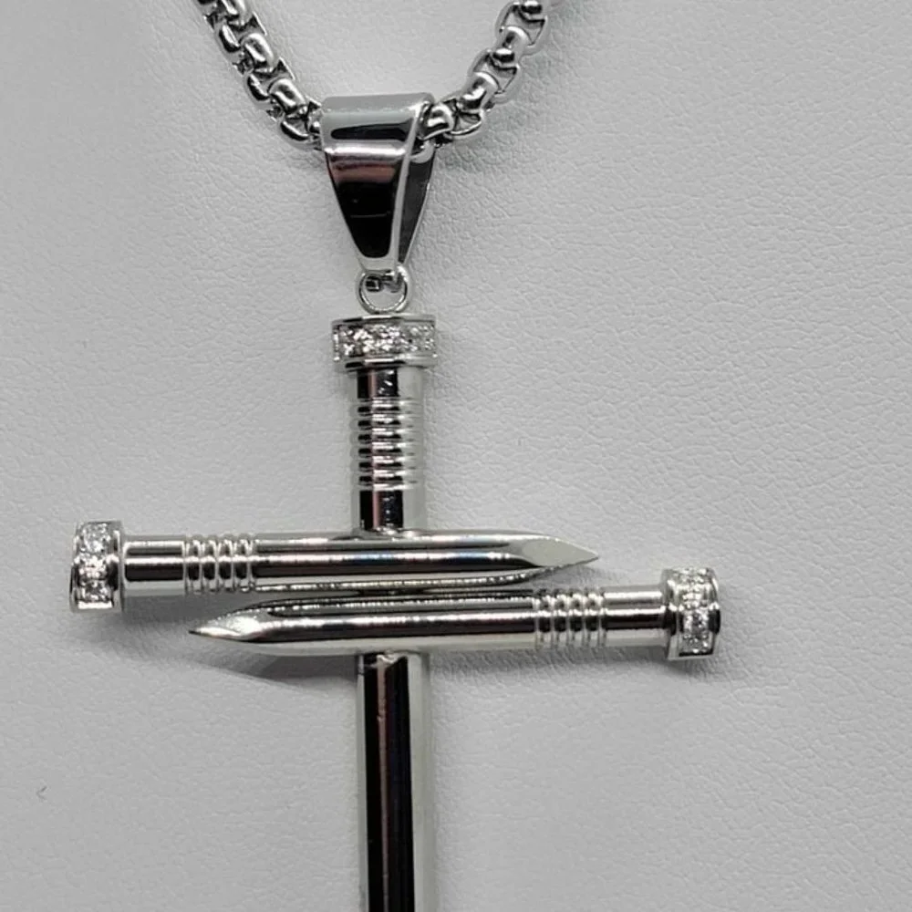 Brand New Stainless Steel Nail Cross with chain